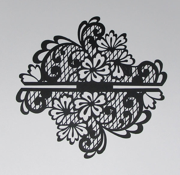 Black Cardstock Lace and Flower Side Swirl Set of 2