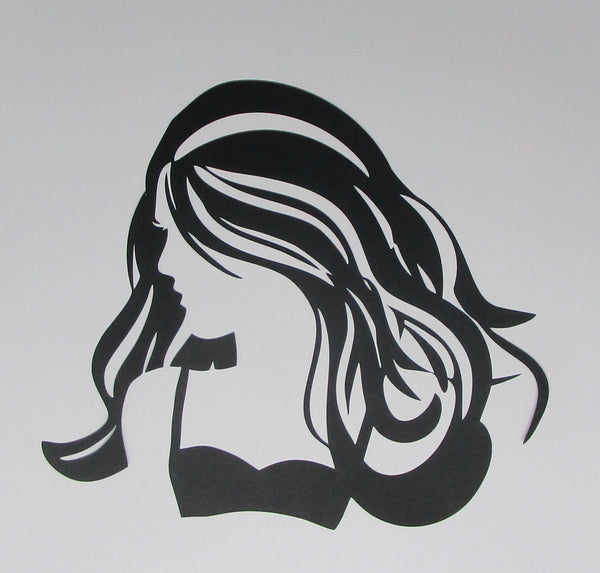 Black Cardstock Lady in Bikini Medium