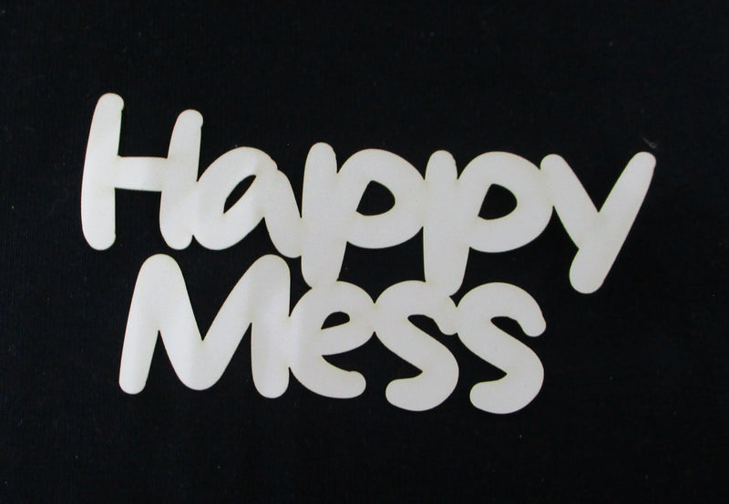 White Cardstock Word Happy Mess