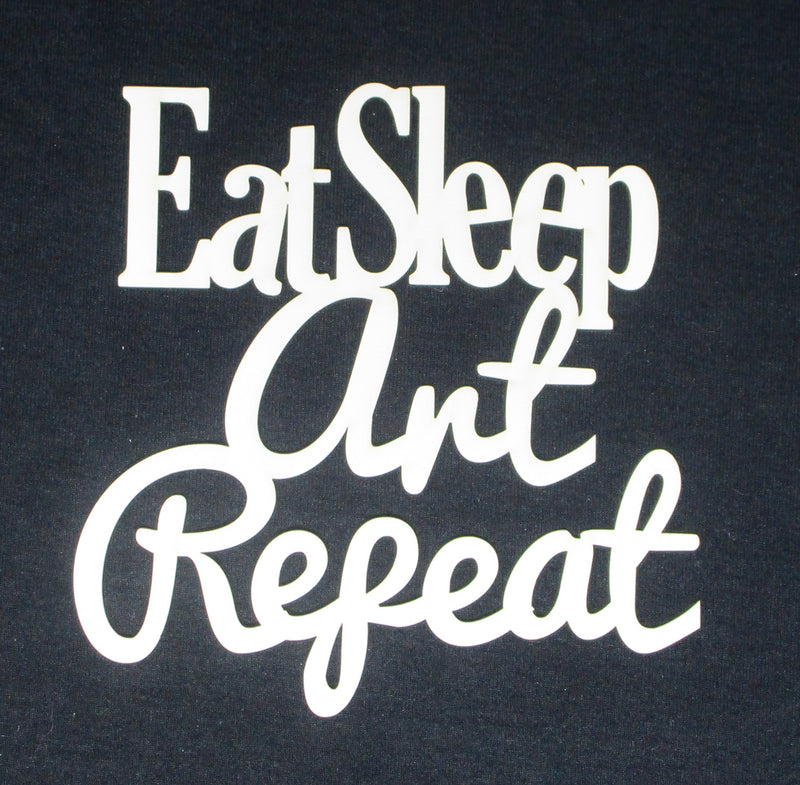 White Cardstock Word Eat Sleep Art Repeat Medium