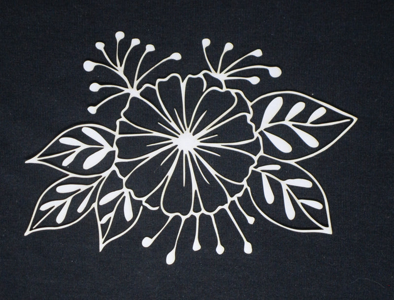 White Cardstock Flower and Leaves