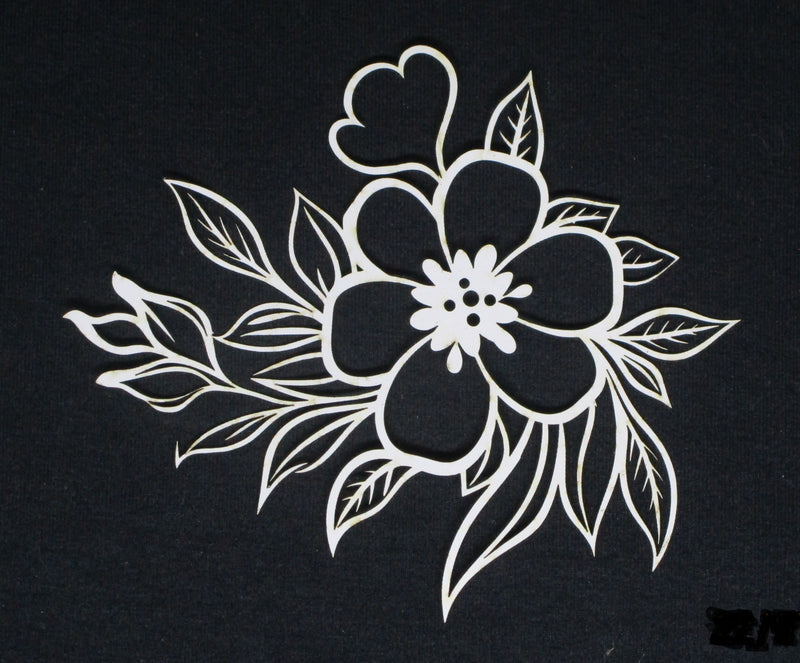 White Cardstock Flower and Leaves Cluster