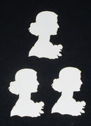 White Cardstock Lady Heads Small Set of 3