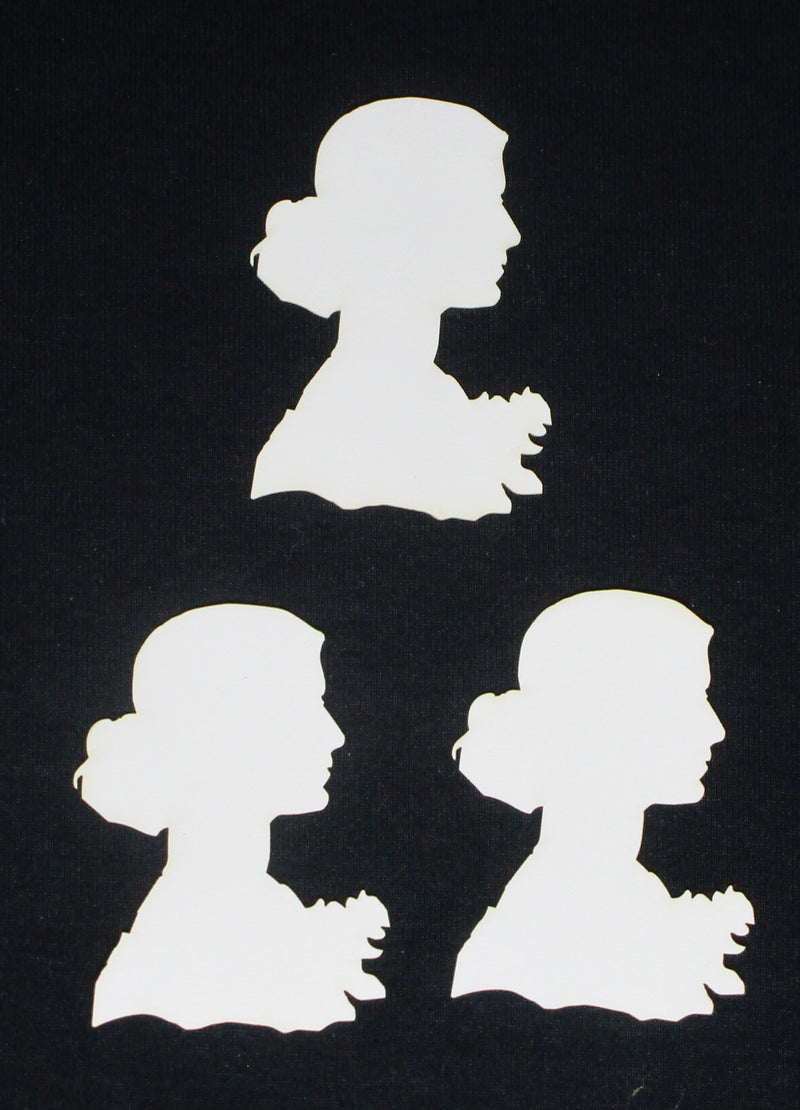 White Cardstock Lady Heads Small Set of 3