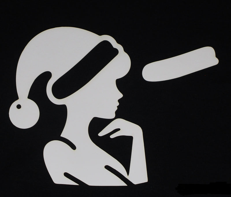 White Cardstock Christmas Lady with Santa Hat Small