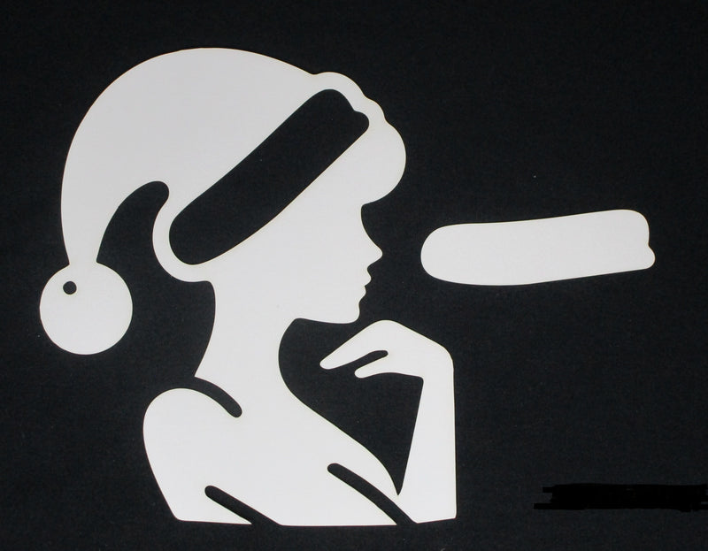 White Cardstock Christmas Lady with Santa Hat Medium