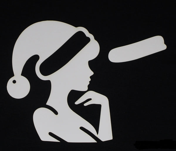 White Cardstock Christmas Lady with Santa Hat Large