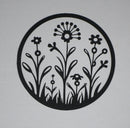 Black Cardstock Circle with Grden of Flowors