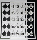 Black Cardstock Bauble Tags with Advent Count Down Numbers 1 to 25