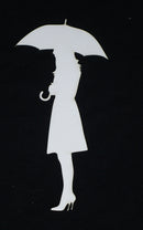 White Cardstock Girl with Umbrella Medium