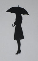 Black Cardstock Girl with Umbrella Small