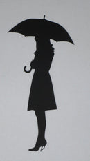 Black Cardstock Girl with Umbrella Medium