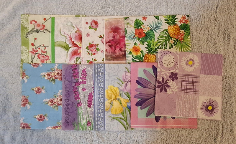 Assorted Paper Napkins (Pack of 10) Flowers Lots of Designs