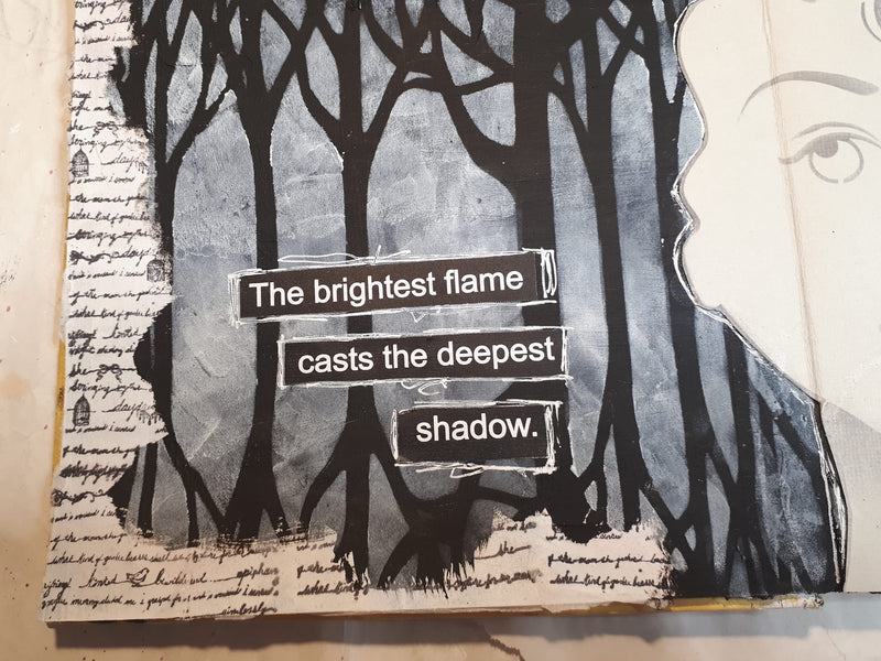 Online Class Art Journal Page Girl in Shadow Forest