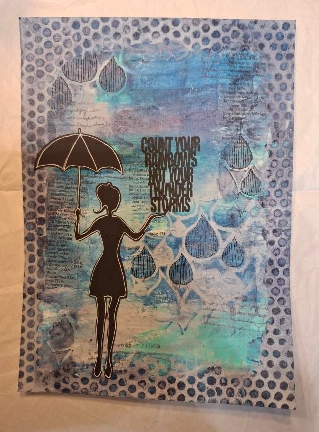Art Journal Page Rain Drops and Rainbows&nbsp;