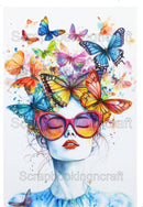 Acetate Transparency Coloured Fantasy Face Lady and Butterfly's