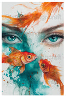 Acetate Transparency Coloured Fantasy Face Gold Fish Friends