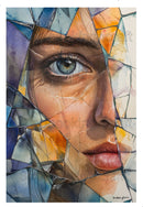 Rice Collage Paper Coloured Fantasy Face Shattered Lady