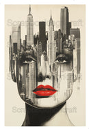 Acetate Transparency Coloured Fantasy Face Lady in the City