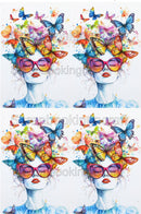Acetate Transparency Coloured Fantasy Face Lady and Butterfly's