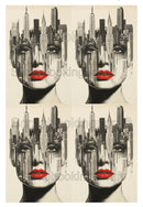 Acetate Transparency Coloured Fantasy Face Lady in the City