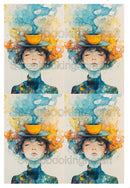 Rice Collage Paper Coloured Fantasy Face Time for Tea