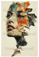 Acetate Transparency Coloured Fantasy Face Autumn Collage