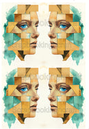 Rice Collage Paper Coloured Fantasy Face Falling to Pieces