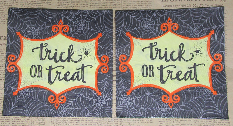 Paper Napkins (Pack of 2) Trick or Treat with Spider Webs