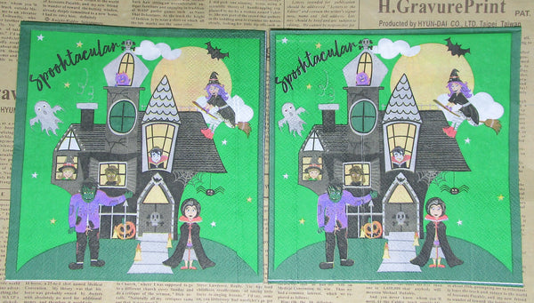 Paper Napkins (Pack of 2) Haunted House Frankenstein Witch Ghost Spooktacular