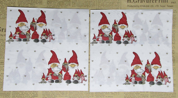 Paper Napkins (Pack of 2) Mr and Mrs Claus Babies with Hearts