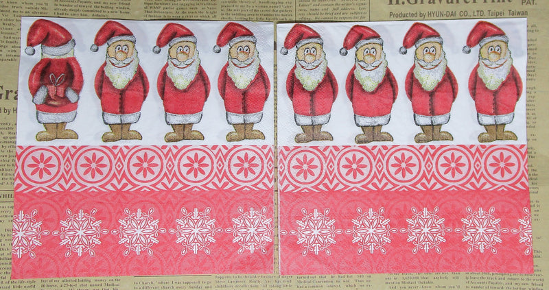 Paper Napkins (Pack of 2) Sneaky and Cute Santa Borders Snowfakes