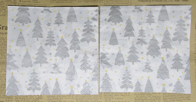 Paper Napkins (Pack of 2) Silver Christmas Trees Lots of Designs