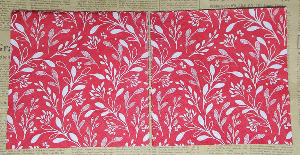 Paper Napkins (Pack of 2) Red and White Mistletoe Foliage