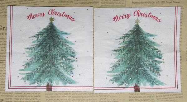 Paper Napkins (Pack of 2) Merry Christmas Tree with Decorations