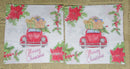 Paper Napkins (Pack of 2) Merry Christmaws Red Bug Car with Presents holly and poinsettia flowers