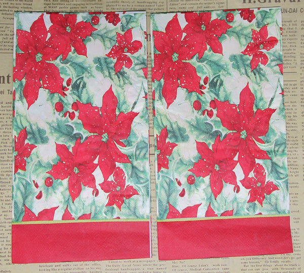 Paper Napkins (Pack of 2) Pointsettia Flowers (Slight Abstract)