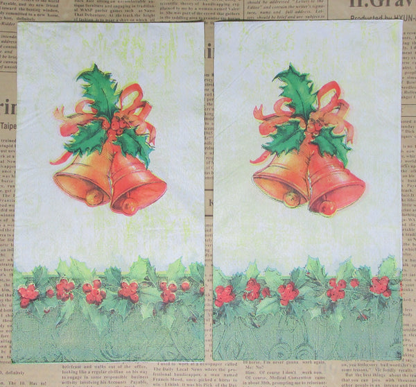 Paper Napkins (Pack of 2) Bells and Holly (slight abstract)