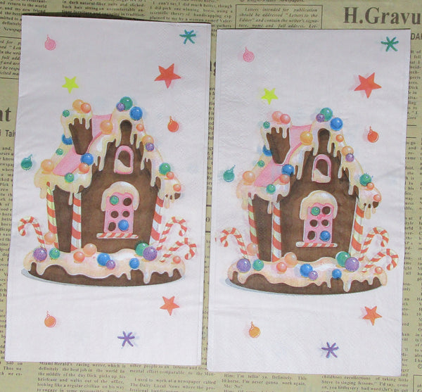 Paper Napkins (Pack of 2) Pink Gingerbread House Lollies Candy