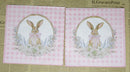 Paper Napkins (Pack of 2) Bunny Rabbit on Floral Wreath Pink Gingham