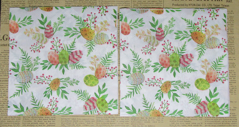 Paper Napkins (Pack of 2) Easter Egg Cluster in Flower/ Foliage Bouquet