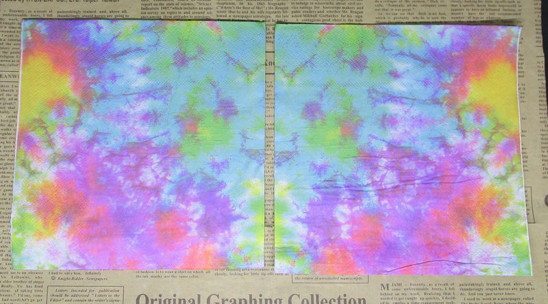 Paper Napkins (Pack of 2) Colourful Tie Die Look Pink Yellow Blue Green
