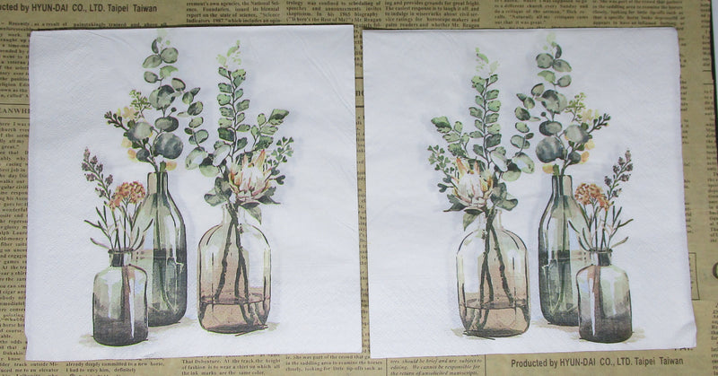 Paper Napkins (Pack of 2) Flowers in Vase Watercolour look