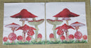 Paper Napkins (Pack of 2) Mushrooms Red and White Grass Fungi