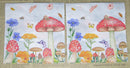 Paper Napkins (Pack of 2) Mushrooms Coloured Florals and Butterfly Snail