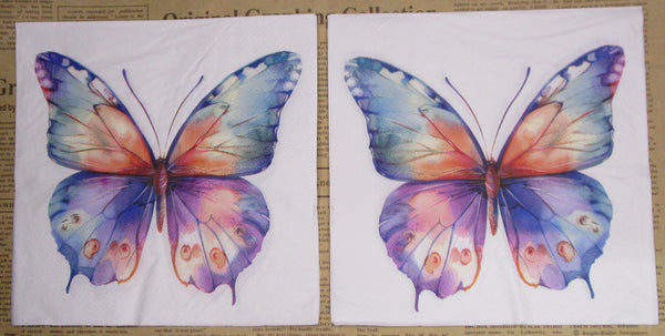 Paper Napkins (Pack of 2) Large Butterfly Blue Orange