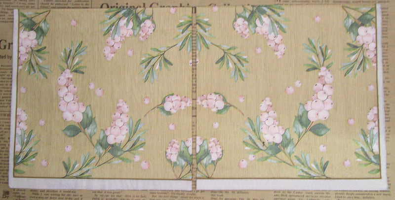 Paper Napkins (Pack of 2) Berries on Branches on Kraft coloured background.