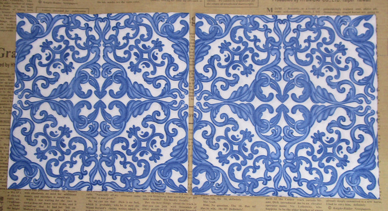 Paper Napkins (Pack of 2) Blue Mosaic Swirl Design