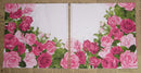 Paper Napkins (Pack of 2) Light and Dark Pink Roses Leaves Corner Design