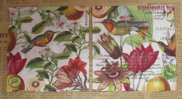 Paper Napkins (Pack of 2) Birds and Flowers Collage Writing